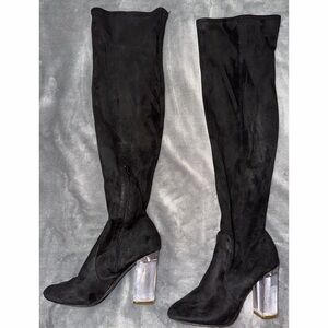 🖤 Call it Spring Knee-High Boots with Clear Heels